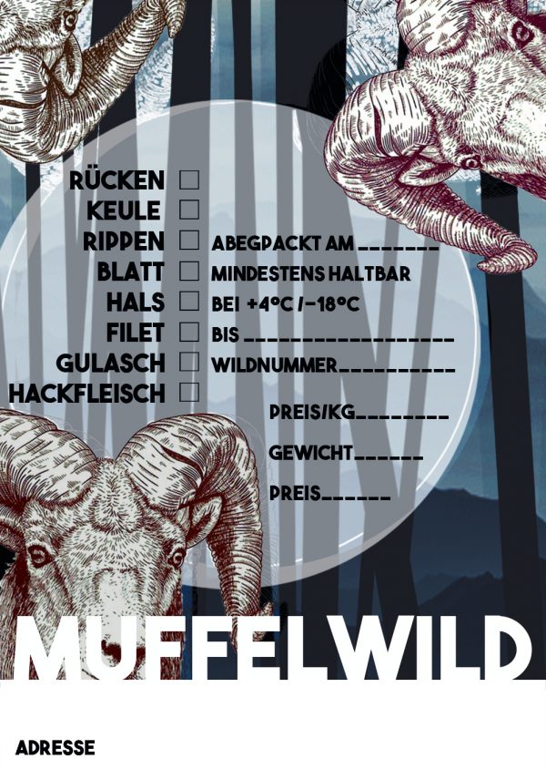 Wilde Etiketten Tiefkühletiketten Aufkleber Beschriftung Jagd Muffelwild