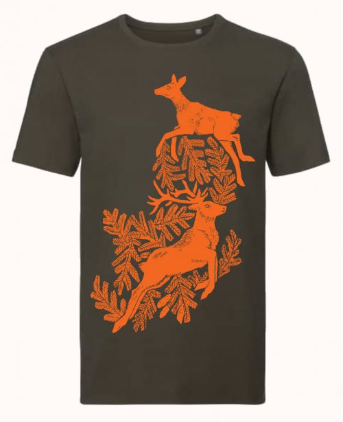 Hirsch T-Shirt Jagdmotiv Bio Baumwolle nachhaltig fair siebdruck